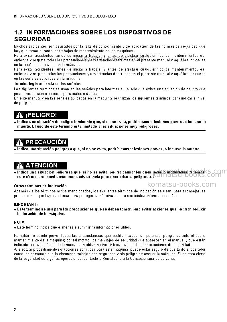 Komatsu sk1026-5ita Manual de operación cover Page 4