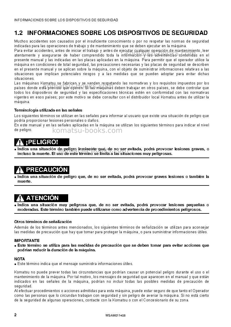 Komatsu wb93r-5ita-tier 3 Manual de operación cover Page 4