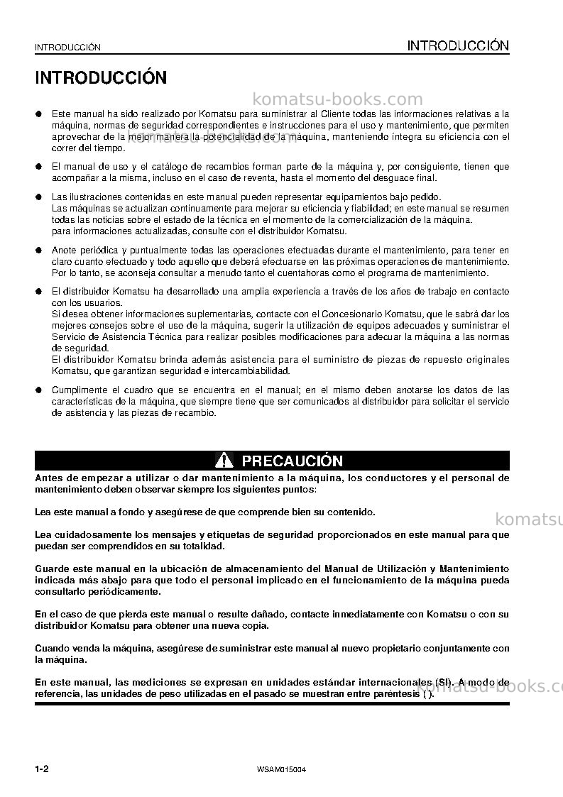 Komatsu pw98mr-8ita Manual de operación cover Page 4 Komatsu pw98mr-8ita Manual de operación cover Page 4