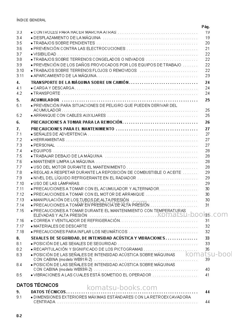 Komatsu wb91r-2ita Manual de operación cover Page 4 Komatsu wb91r-2ita Manual de operación cover Page 4