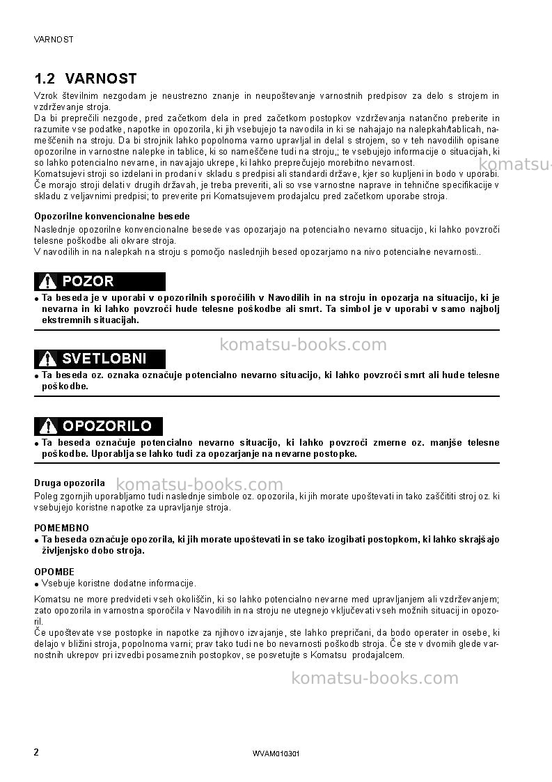 Komatsu sk714-5ita-/ Operation manual cover Page 4