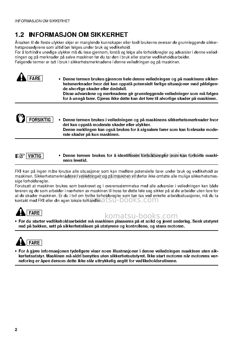 Komatsu pc95r-2ita Operation manual cover Page 4