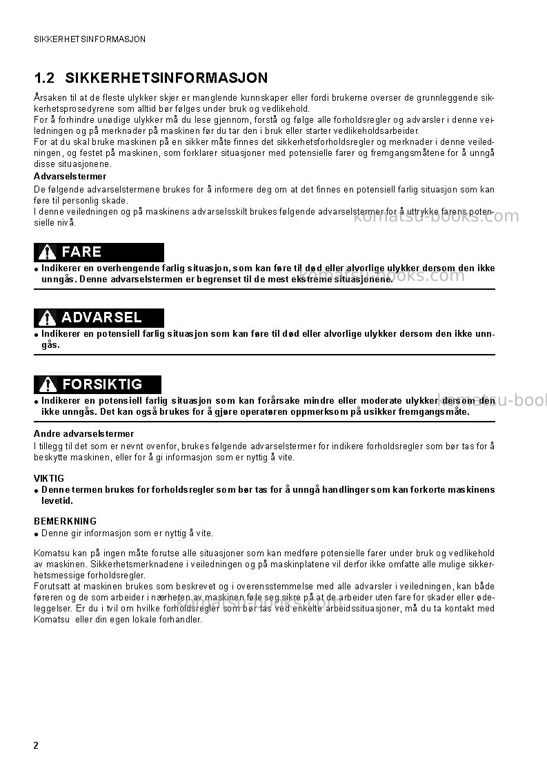 Komatsu sk1020-5ita-turbo Operation manual cover Page 4