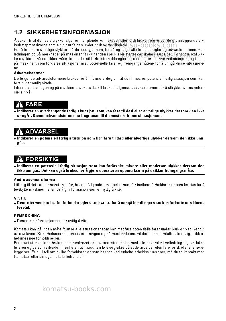 Komatsu ck20-1ita Operation manual cover Page 4 Komatsu ck20-1ita Operation manual cover Page 4