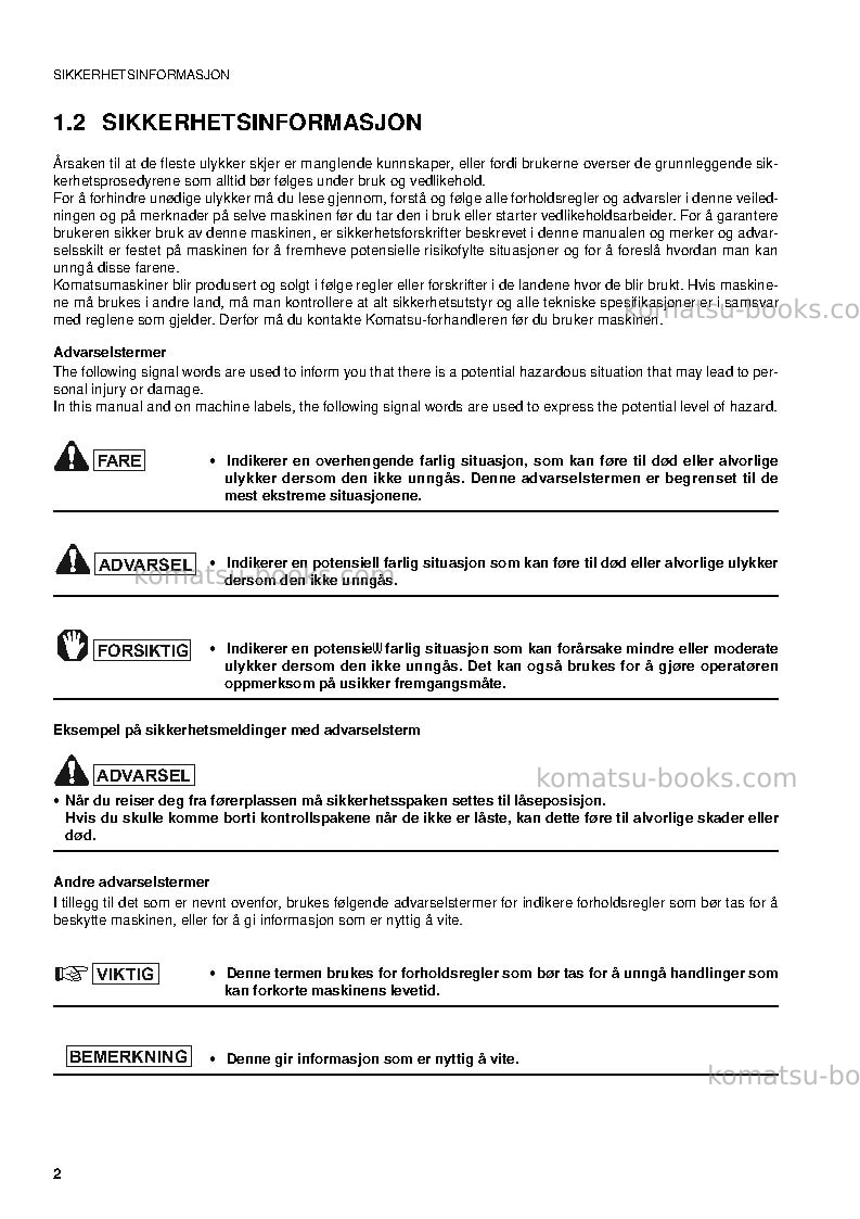 Komatsu pc09-1ita Operation manual cover Page 4 Komatsu pc09-1ita Operation manual cover Page 4