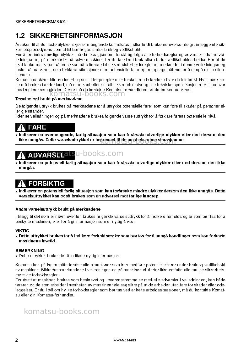 Komatsu pc55mr-3ita Operation manual cover Page 4 Komatsu pc55mr-3ita Operation manual cover Page 4