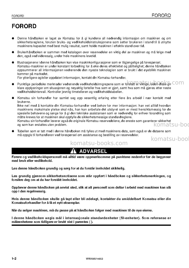 Komatsu pw118mr-8ita Operation manual cover Page 4 Komatsu pw118mr-8ita Operation manual cover Page 4