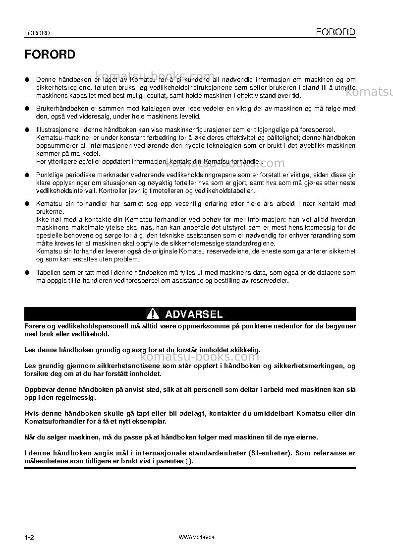Komatsu pw118mr-8ita Operation manual cover Page 4 Komatsu pw118mr-8ita Operation manual cover Page 4