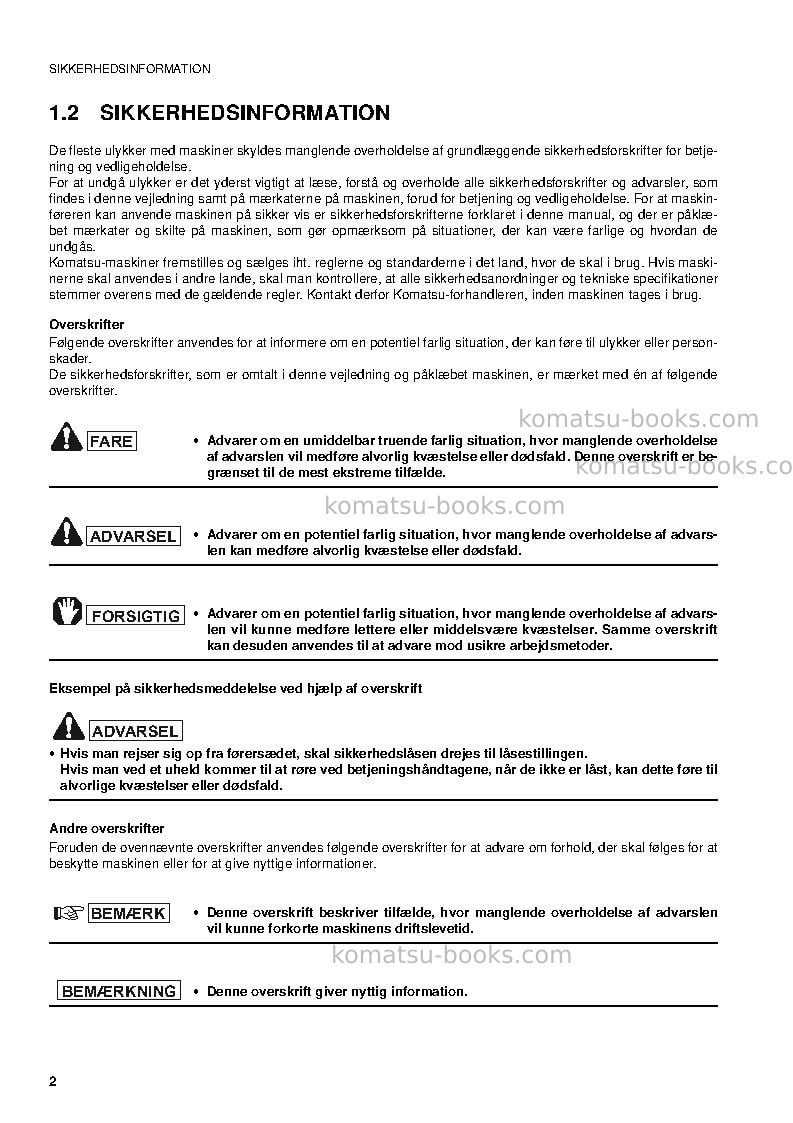 Komatsu pc09-1ita Operation manual cover Page 4 Komatsu pc09-1ita Operation manual cover Page 4