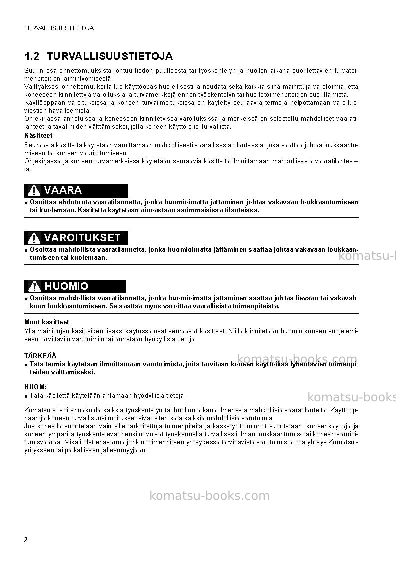 Komatsu sk1020-5ita Operation manual cover Page 4
