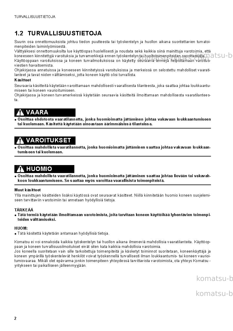 Komatsu sk1020-5ita-turbo Operation manual cover Page 4