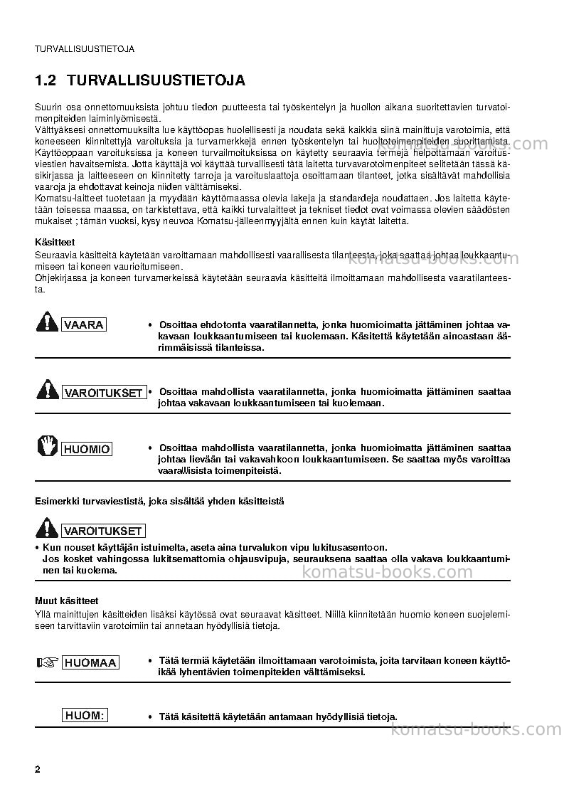 Komatsu pc09-1ita Operation manual cover Page 4 Komatsu pc09-1ita Operation manual cover Page 4
