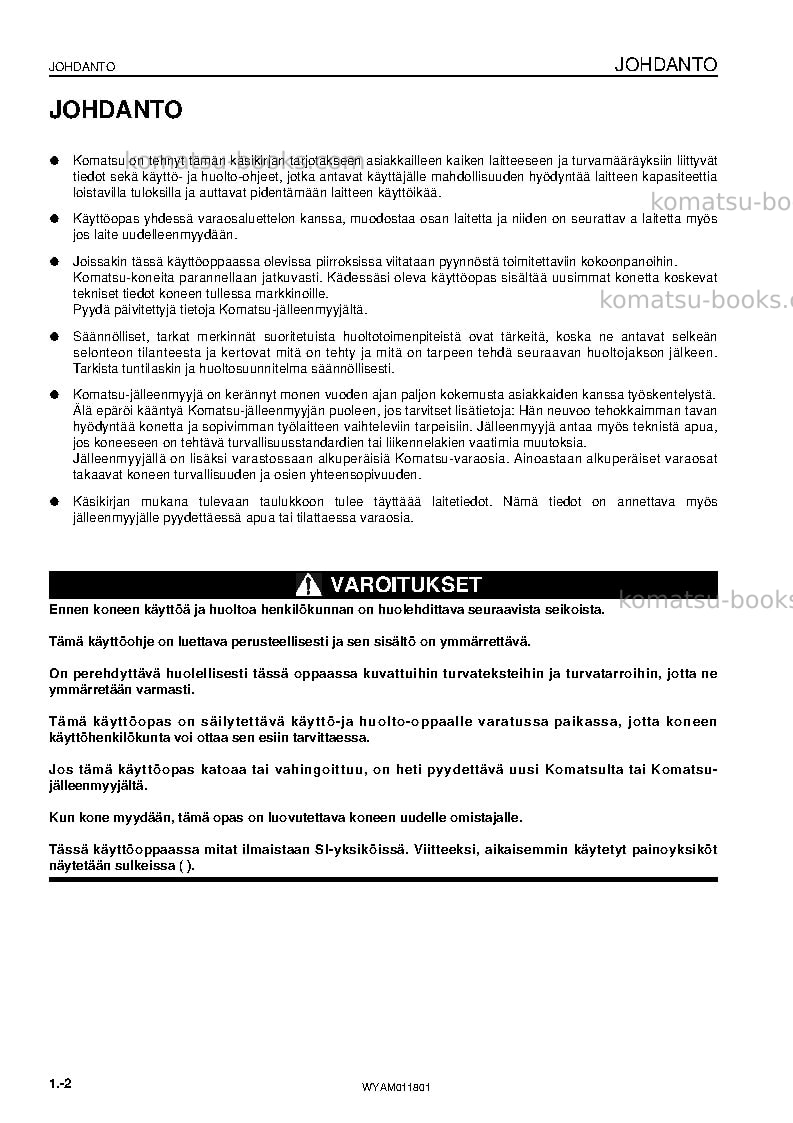 Komatsu pc09-1ita Operation manual cover Page 4 Komatsu pc09-1ita Operation manual cover Page 4