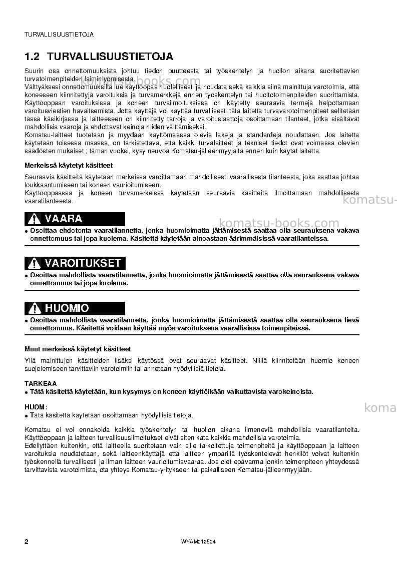 Komatsu pc26mr-3ita Operation manual cover Page 4 Komatsu pc26mr-3ita Operation manual cover Page 4
