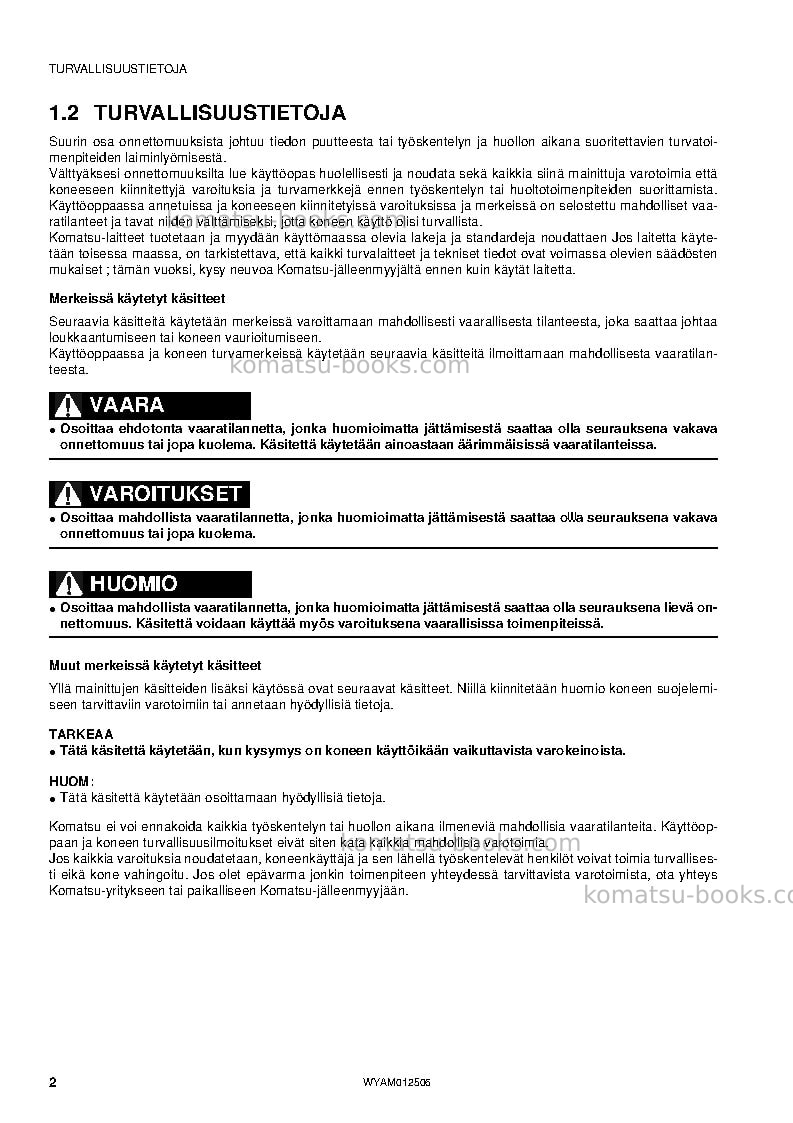 Komatsu pc26mr-3ita Operation manual cover Page 4