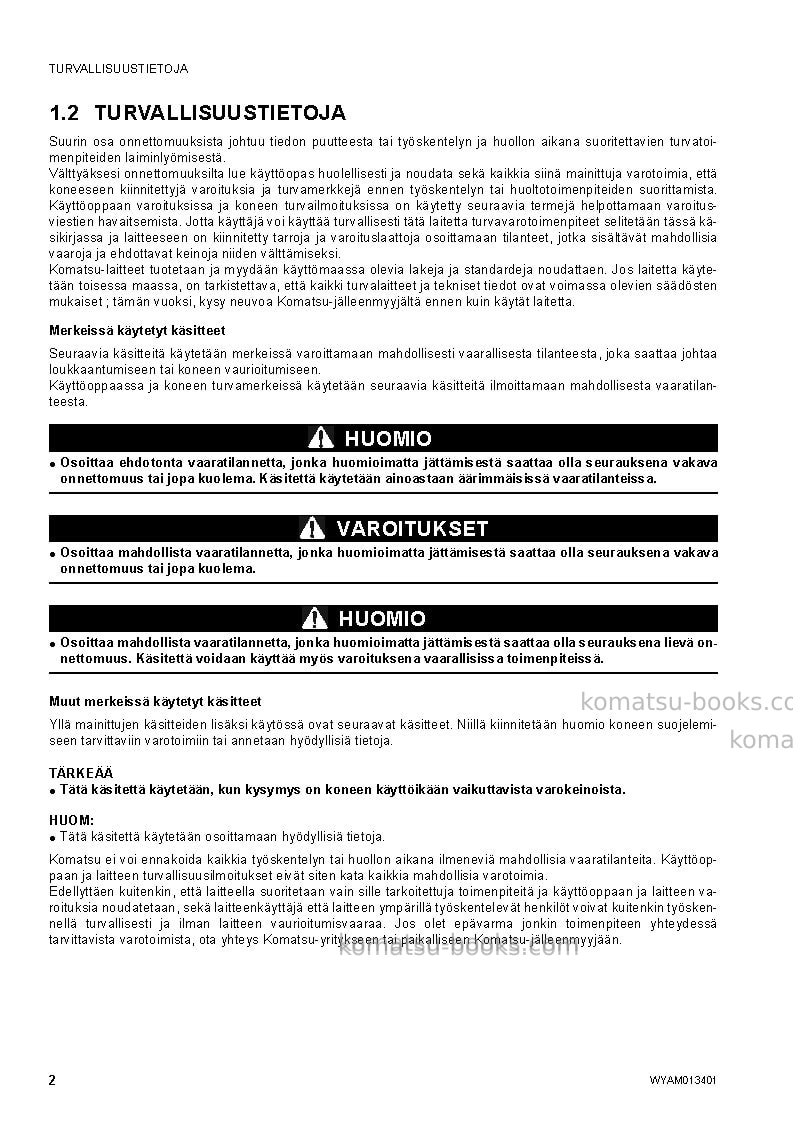 Komatsu pc20mr-2ita Operation manual cover Page 4 Komatsu pc20mr-2ita Operation manual cover Page 4