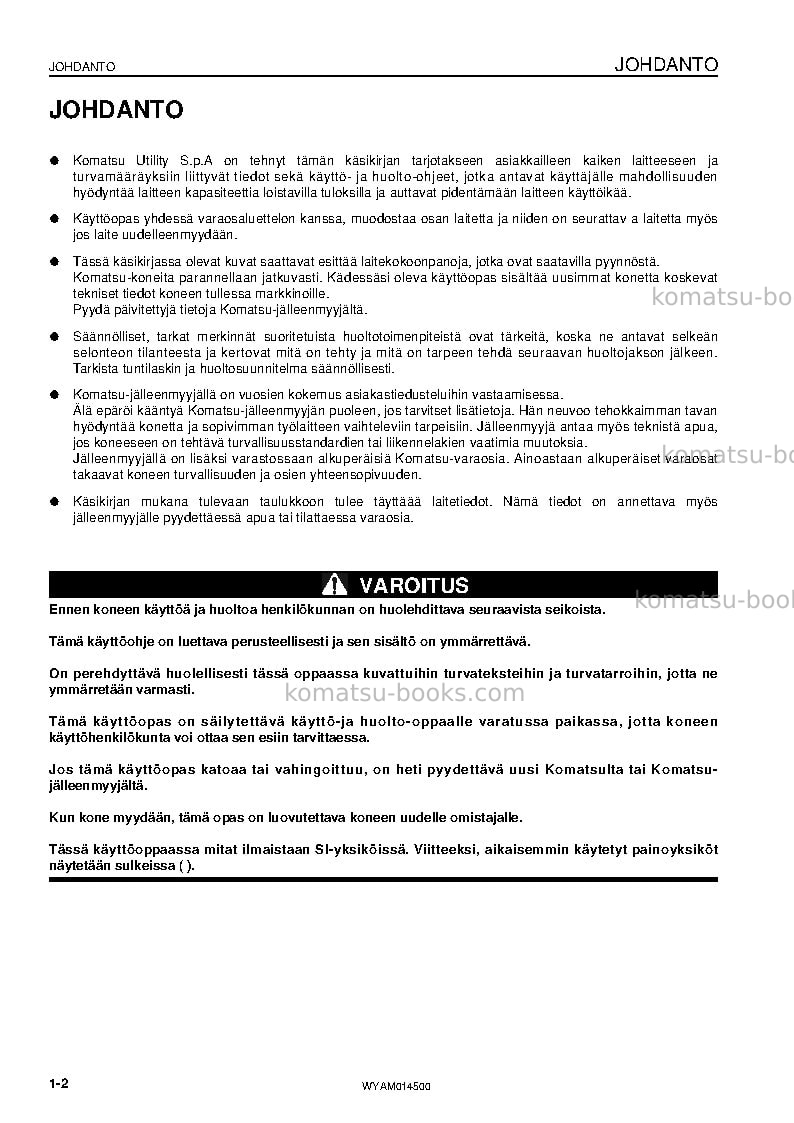 Komatsu pc22mr-3ita Operation manual cover Page 4