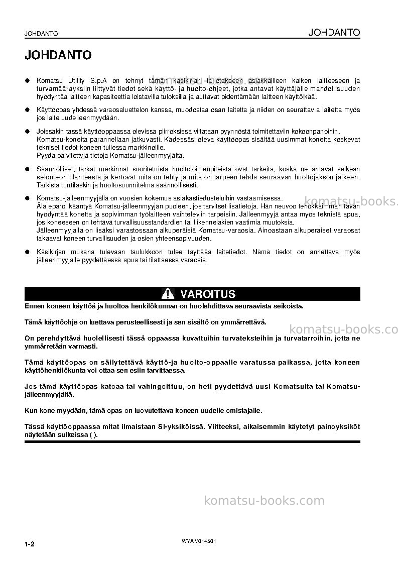 Komatsu pc22mr-3ita Operation manual cover Page 4