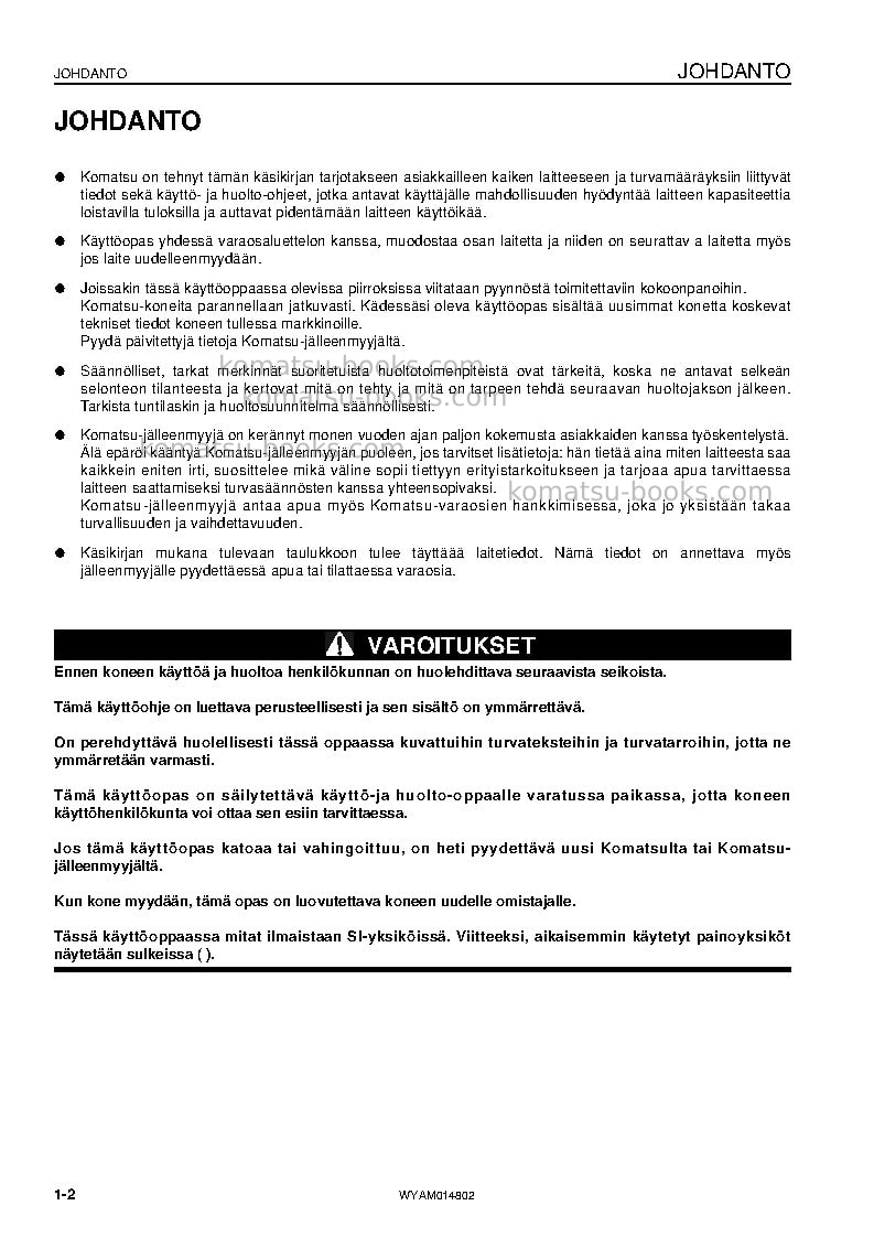 Komatsu pc118mr-8ita Operation manual cover Page 4
