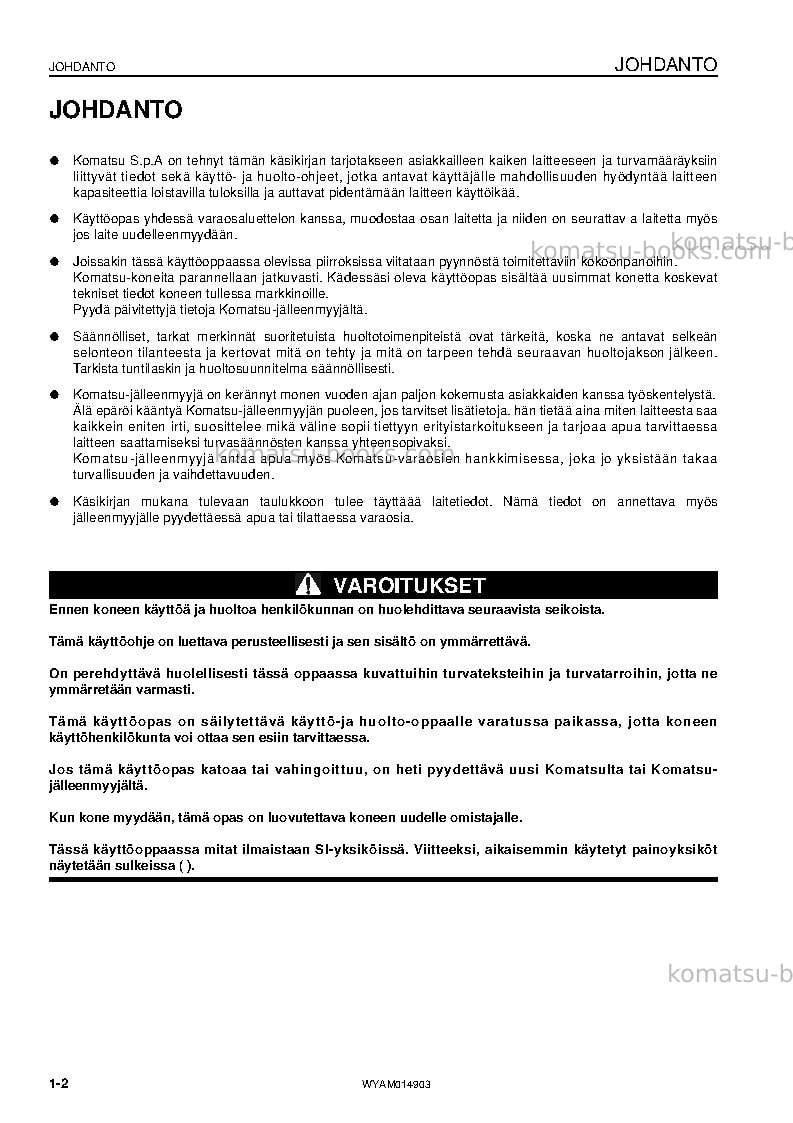 Komatsu pw118mr-8ita Operation manual cover Page 4 Komatsu pw118mr-8ita Operation manual cover Page 4