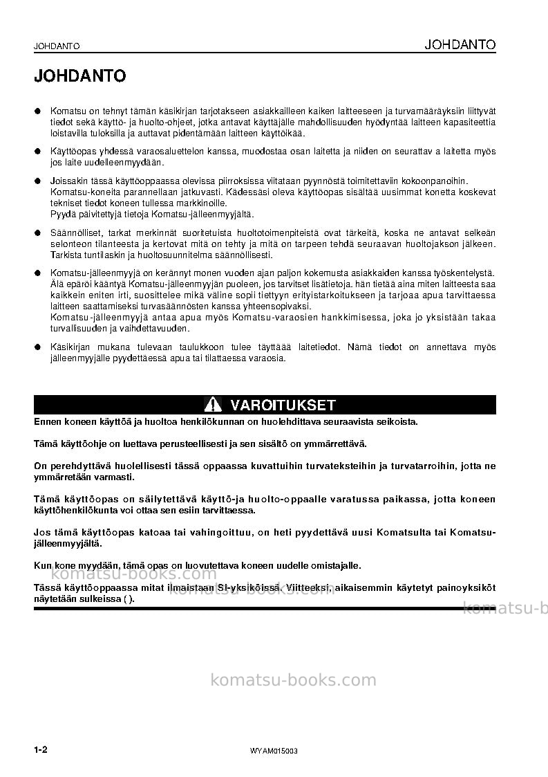 Komatsu pw98mr-8ita Operation manual cover Page 4