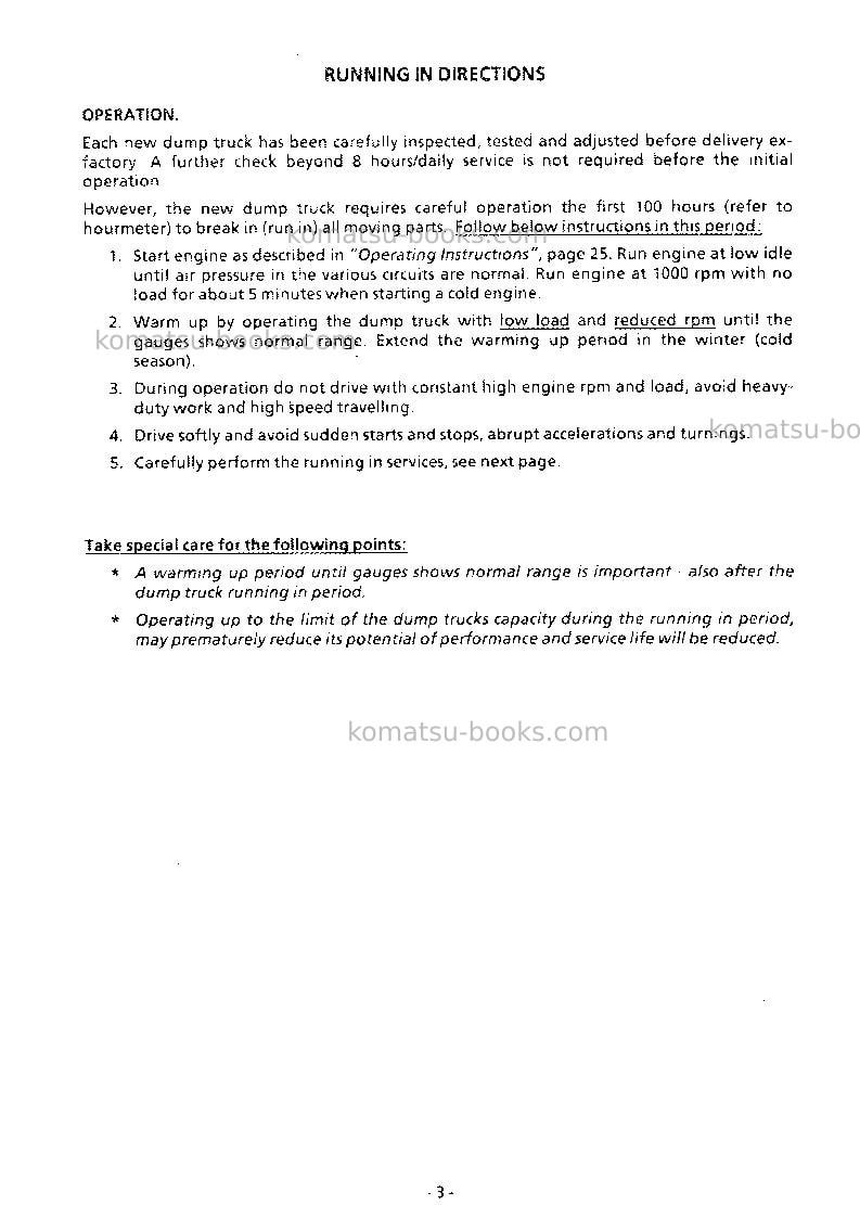 Komatsu ha270-3jpn Operation manual cover Page 4