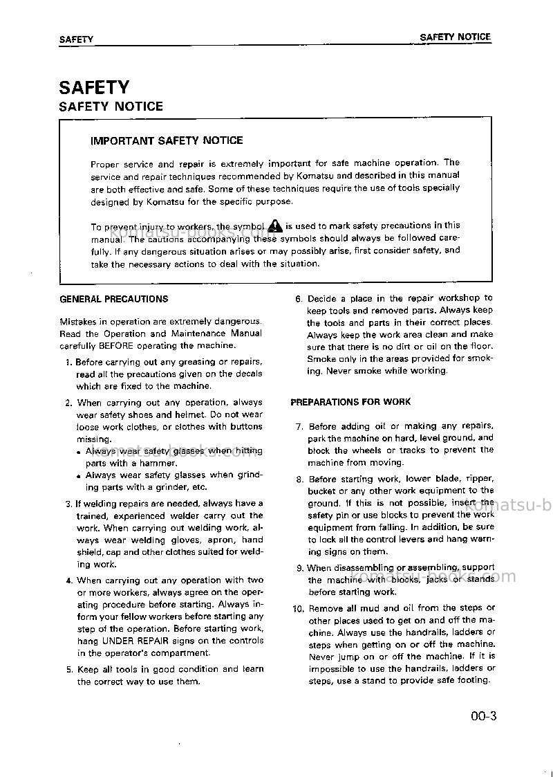 Komatsu 102 series-cchn Repair & maintenance cover Page 4 Komatsu 102 series-cchn Repair & maintenance cover Page 4
