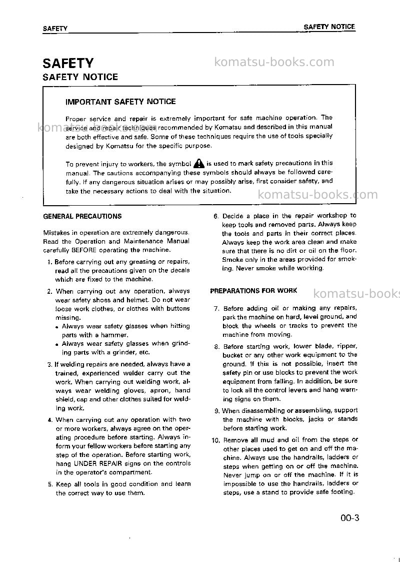 Komatsu 102 series-cchn-for australia Repair & maintenance cover Page 4 Komatsu 102 series-cchn-for australia Repair & maintenance cover Page 4