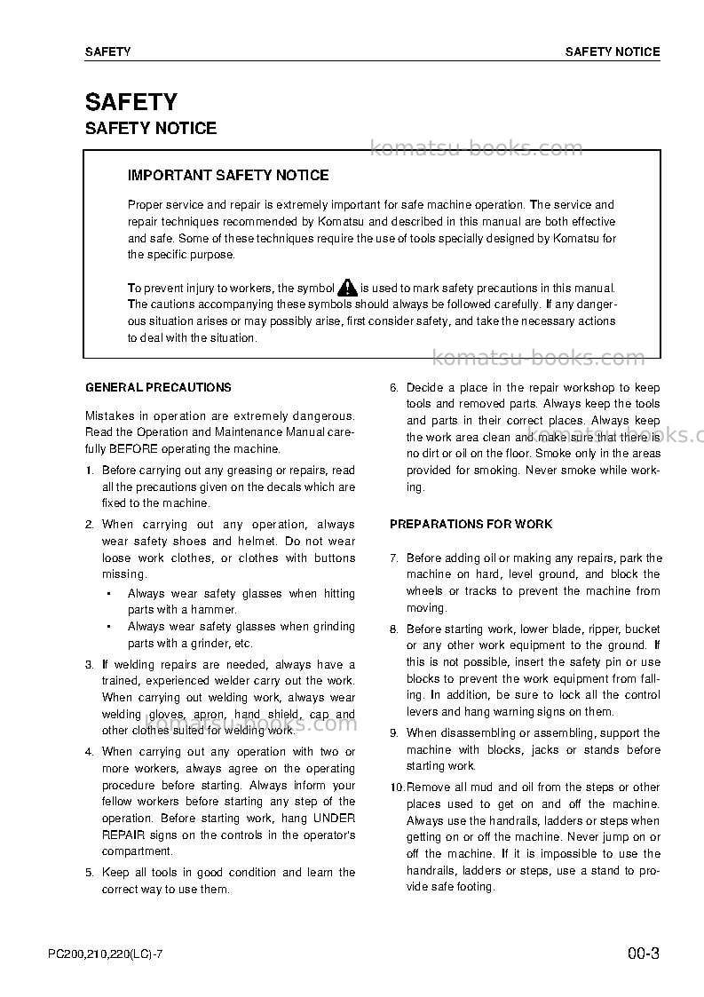 Komatsu pc200-7chn-segment-monitor Repair & maintenance cover Page 4 Komatsu pc200-7chn-segment-monitor Repair & maintenance cover Page 4