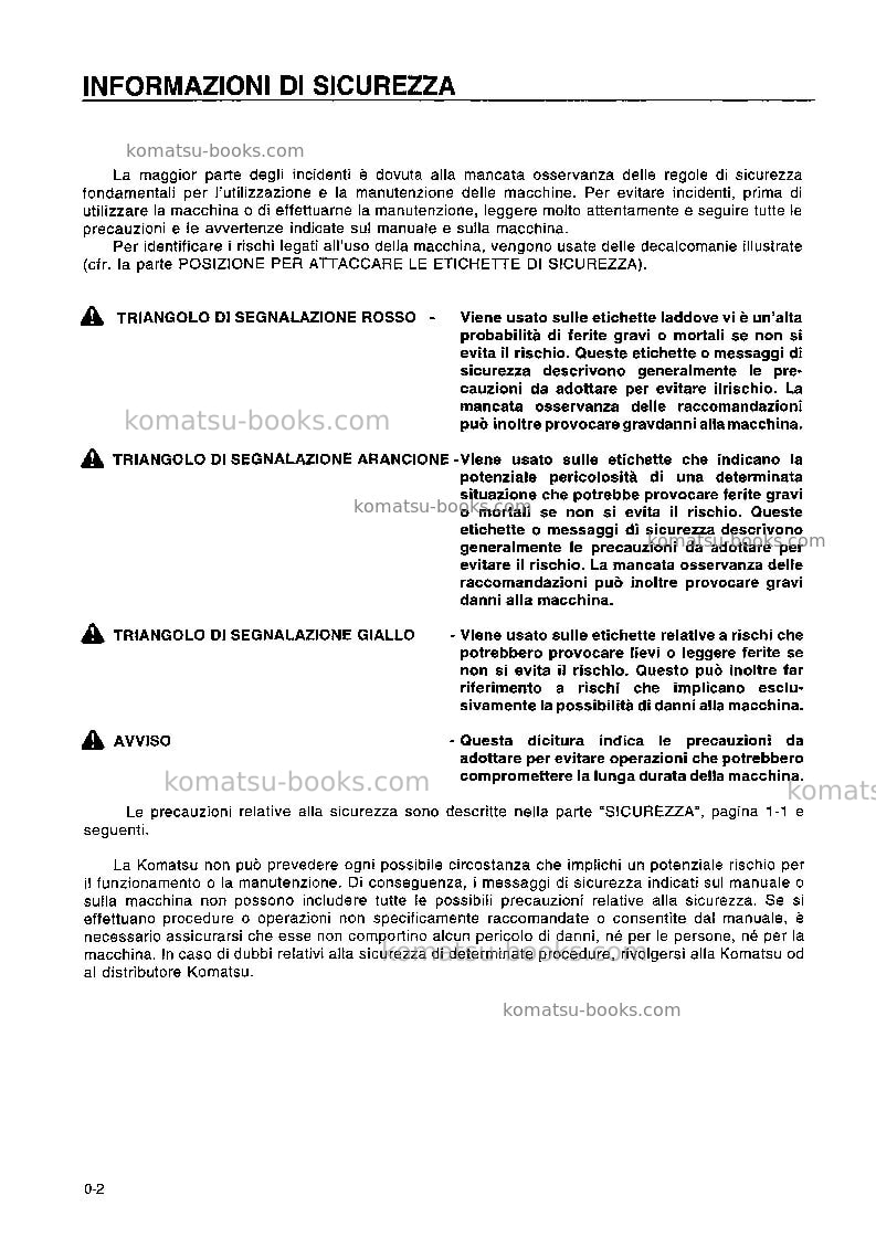 Komatsu pc120-5gbr-k Manuale operativo copertina Pagina 4 Komatsu pc120-5gbr-k Manuale operativo copertina Pagina 4