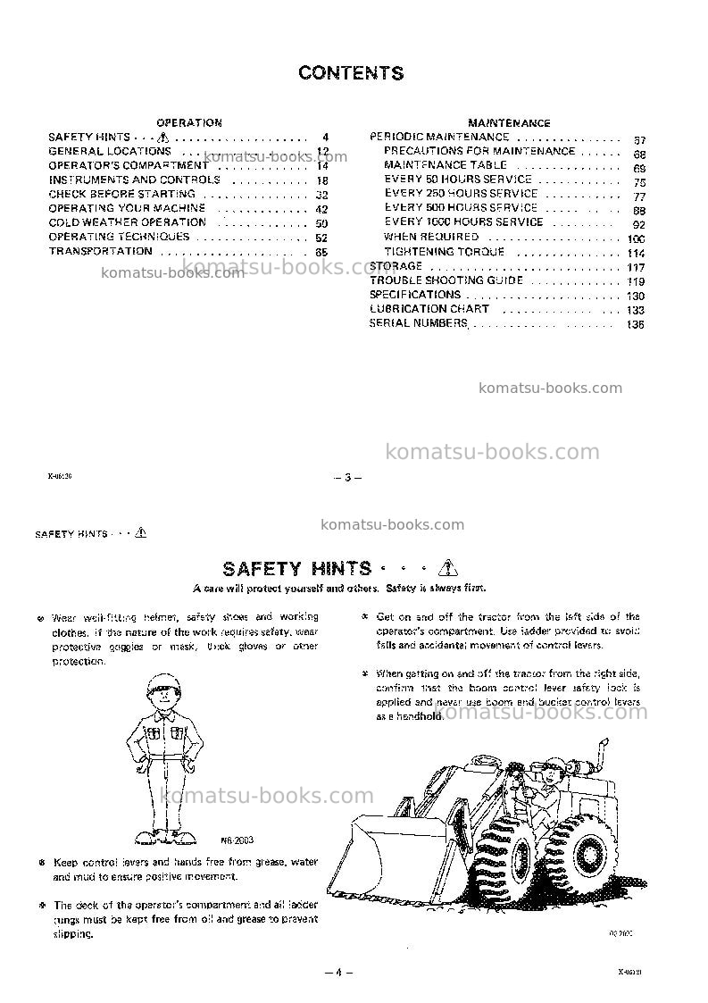 Komatsu w170-1jpn Operation manual cover Page 4 Komatsu w170-1jpn Operation manual cover Page 4