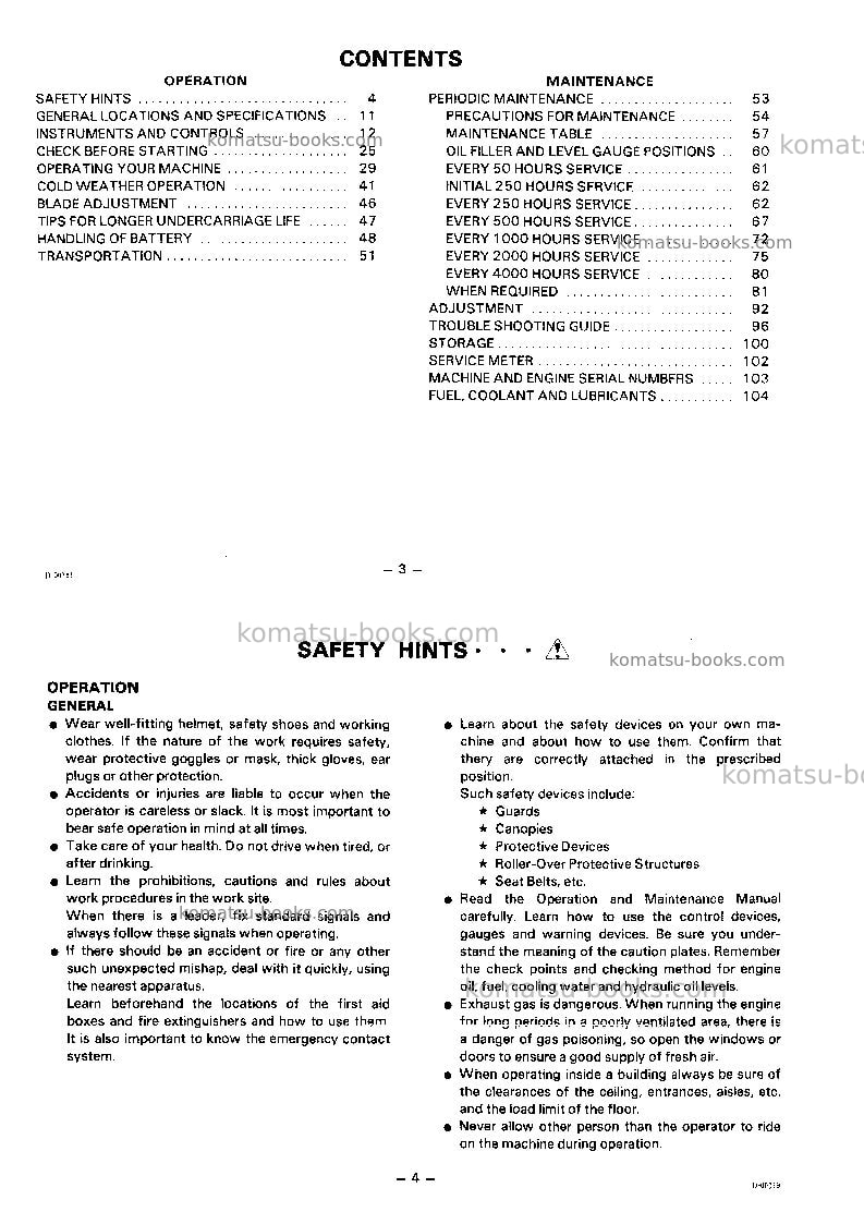 Komatsu d63e-1jpn Operation manual cover Page 4 Komatsu d63e-1jpn Operation manual cover Page 4