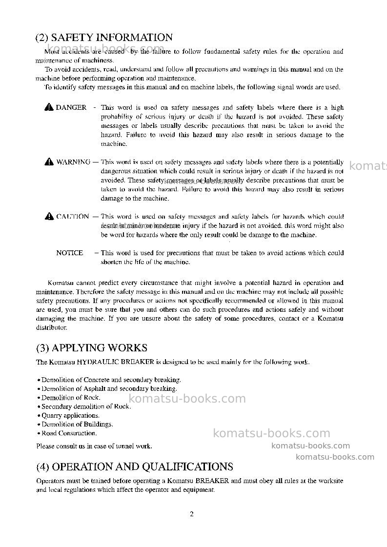 Komatsu jthb10-1jpn-breaker Operation manual cover Page 4