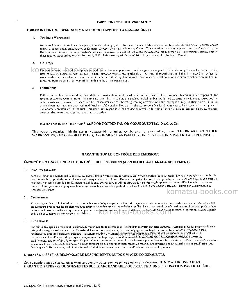 Komatsu 503 Operation manual cover Page 5 Komatsu 503 Operation manual cover Page 5
