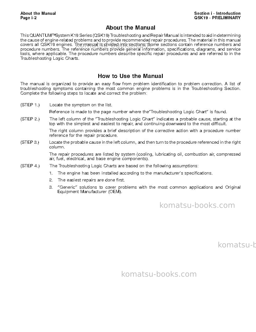Komatsu qsk19usa Repair & maintenance cover Page 5