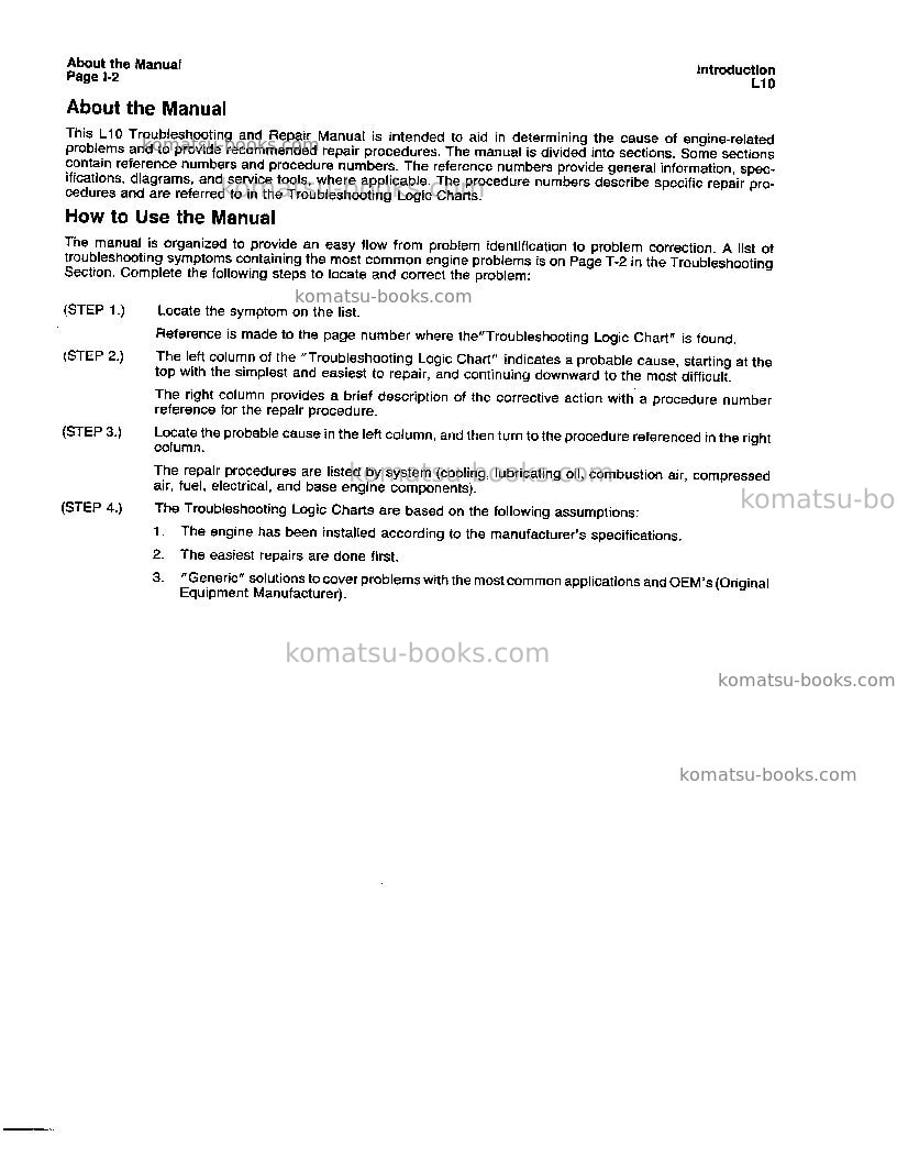 Komatsu lta-10cusa Repair & maintenance cover Page 5