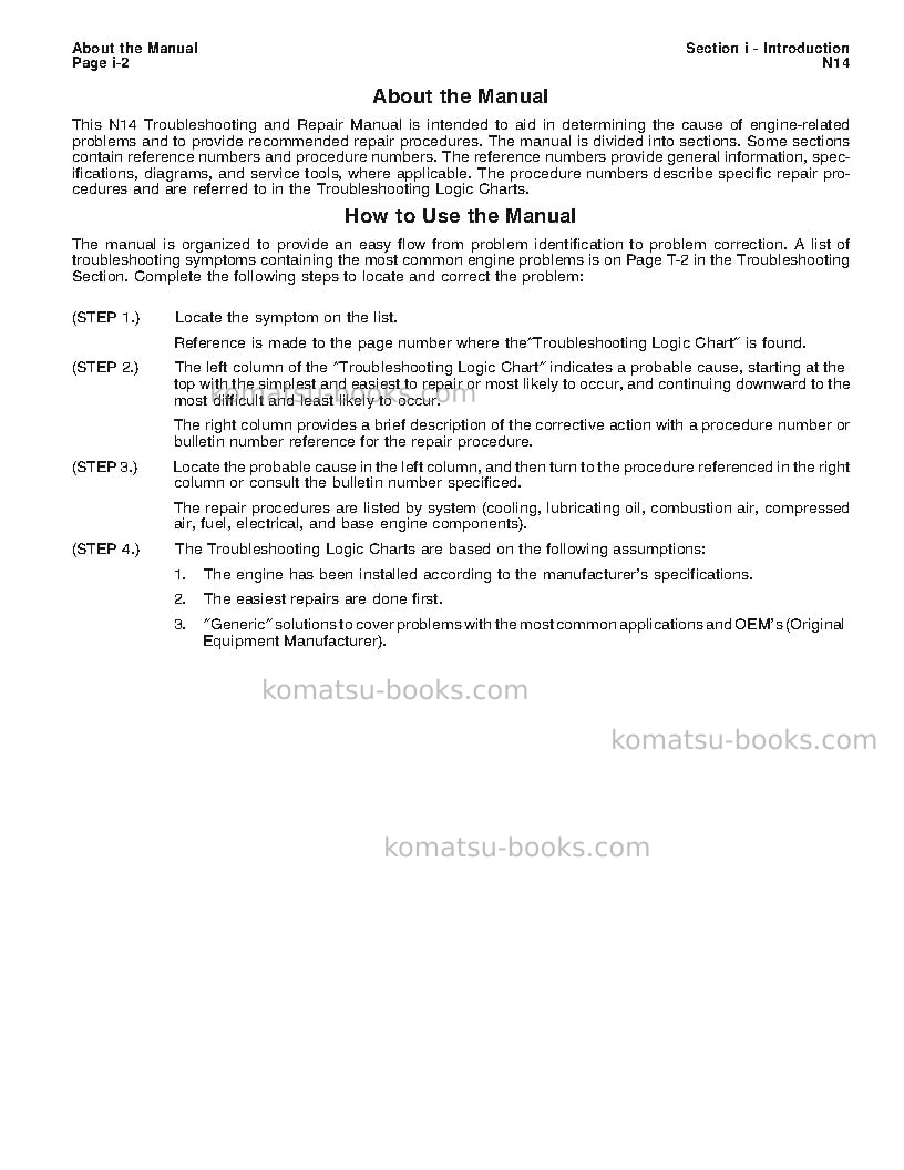 Komatsu nta-14usa Repair & maintenance cover Page 5 Komatsu nta-14usa Repair & maintenance cover Page 5