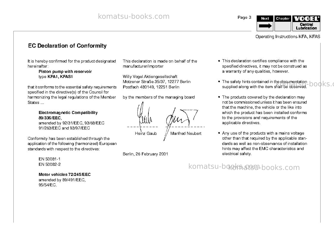Komatsu central lubdeu Repair & maintenance cover Page 5
