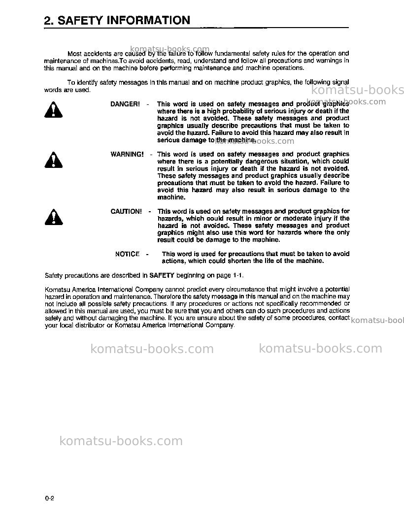 Komatsu wa450-3usa-l Operation manual cover Page 5 Komatsu wa450-3usa-l Operation manual cover Page 5