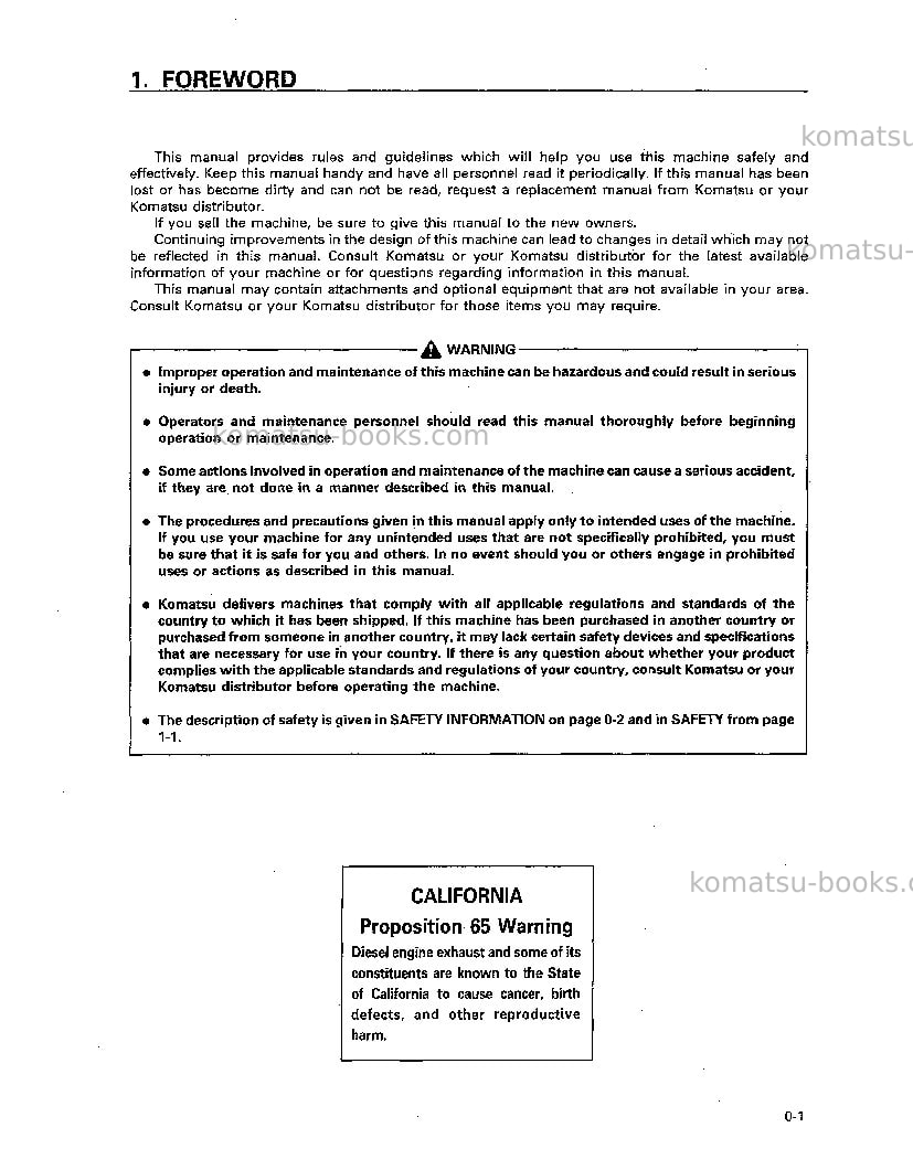 Komatsu wa800-2usa-l Operation manual cover Page 5 Komatsu wa800-2usa-l Operation manual cover Page 5
