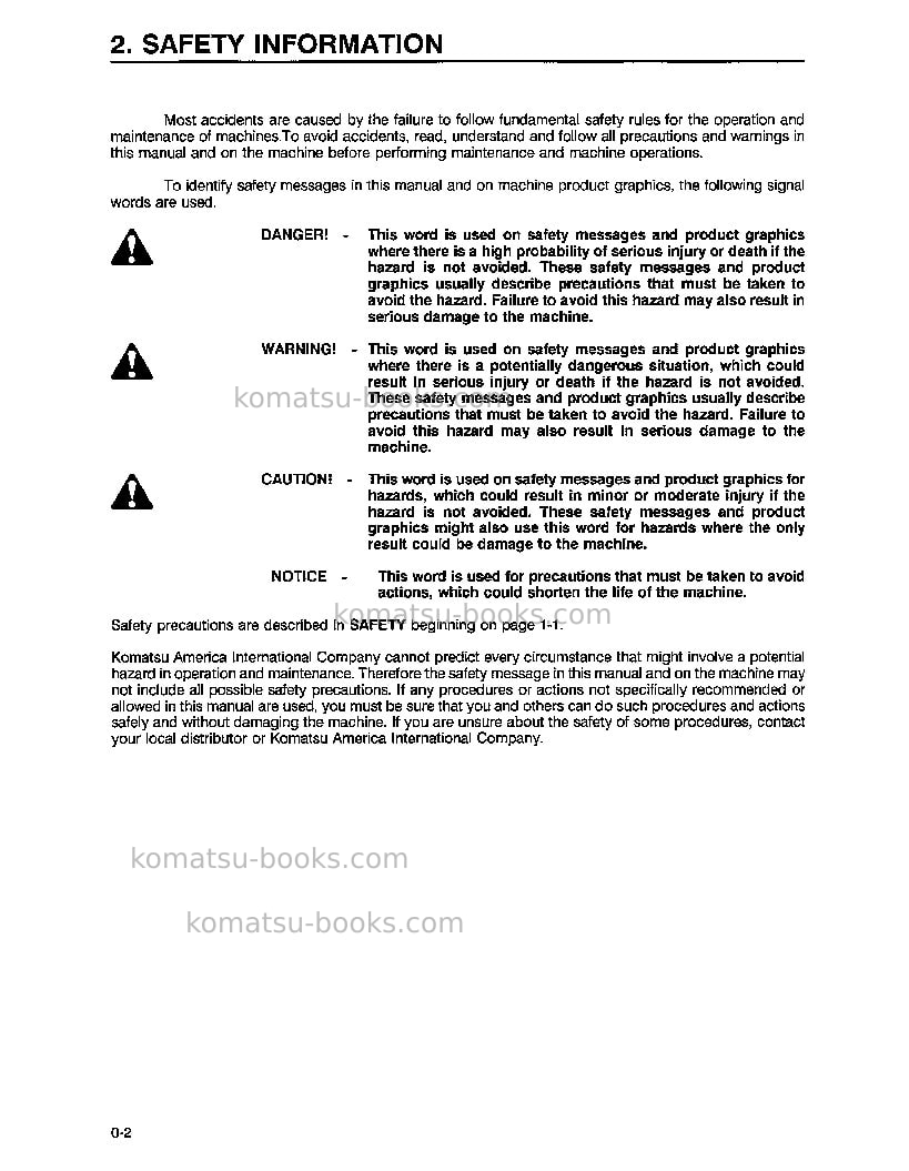 Komatsu wa420-3usa-l Operation manual cover Page 5 Komatsu wa420-3usa-l Operation manual cover Page 5