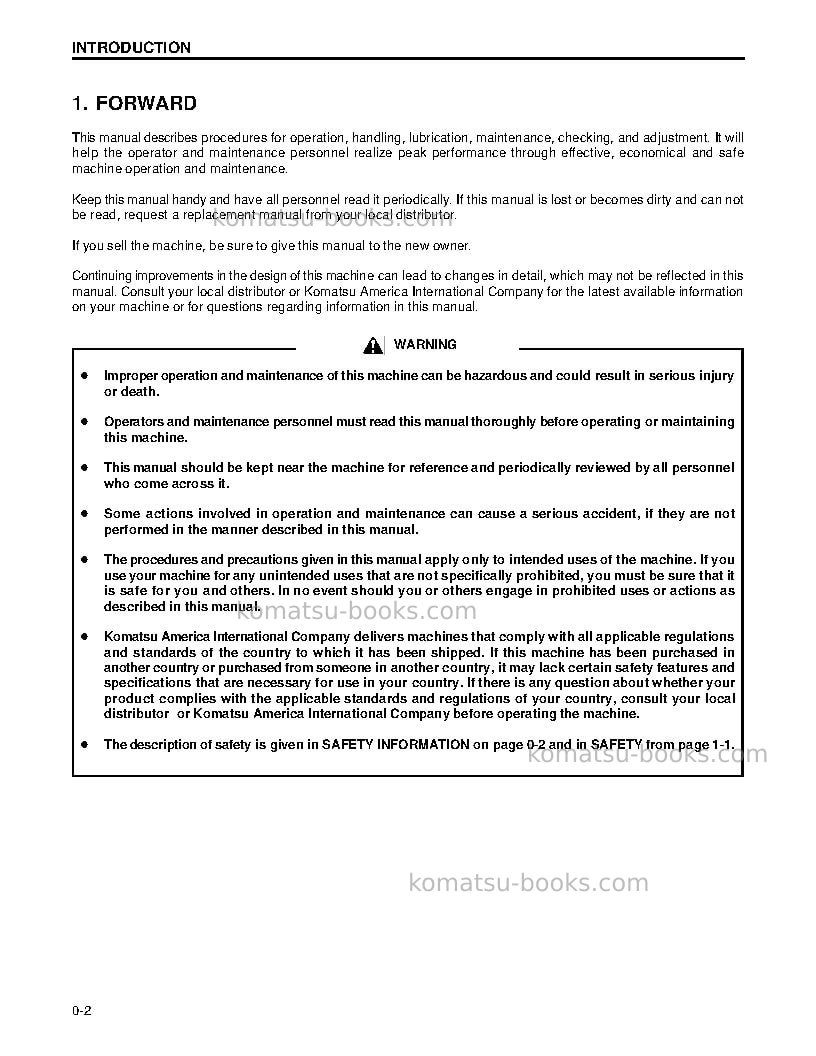 Komatsu wa180l-3jpn Operation manual cover Page 5