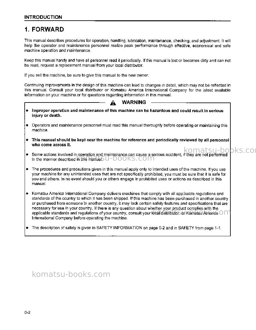 Komatsu wa500-3usa-l Operation manual cover Page 5 Komatsu wa500-3usa-l Operation manual cover Page 5