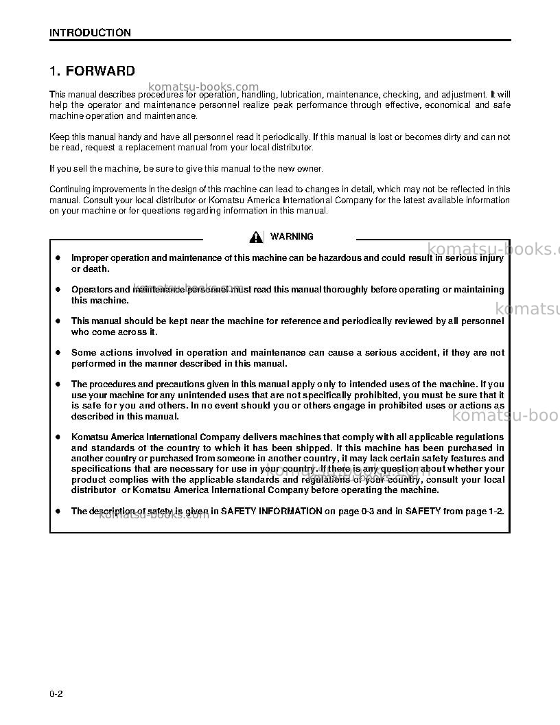 Komatsu wa120l-3jpn Operation manual cover Page 5