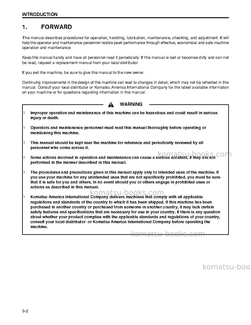 Komatsu gd750a-1usa Operation manual cover Page 5 Komatsu gd750a-1usa Operation manual cover Page 5