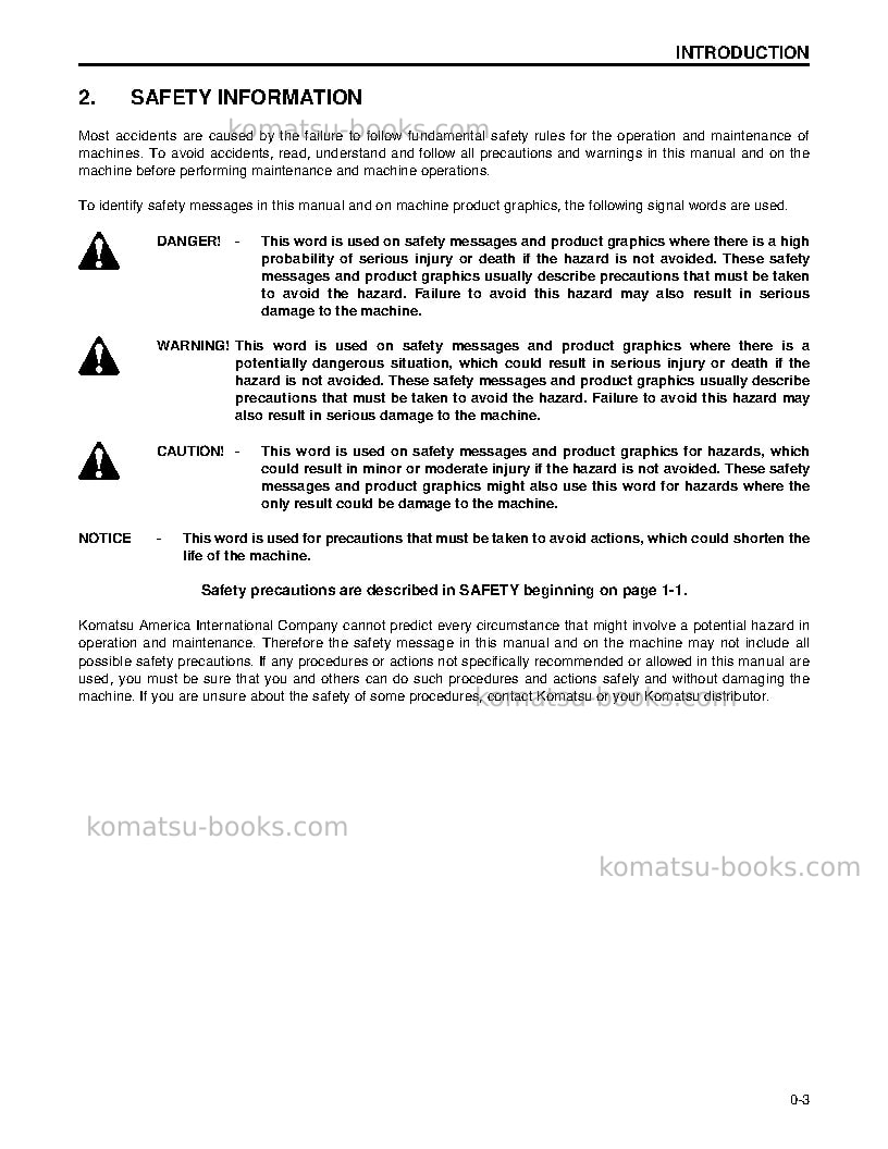 Komatsu td-8h Operation manual cover Page 5 Komatsu td-8h Operation manual cover Page 5
