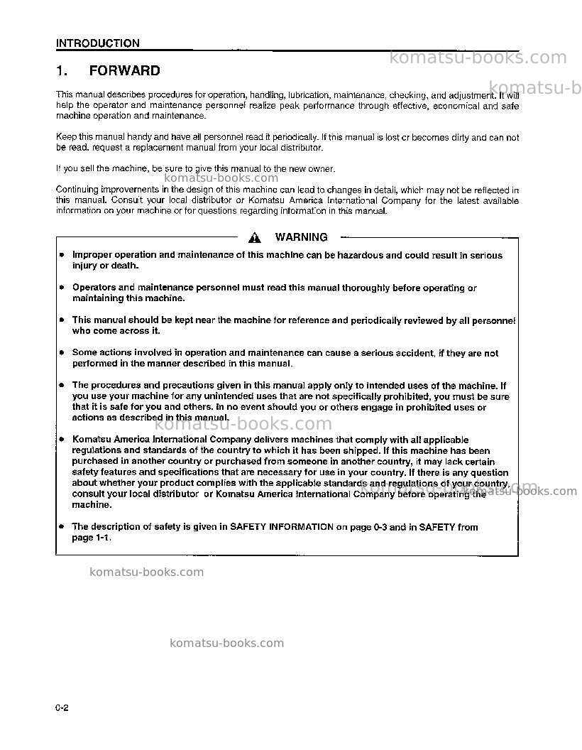 Komatsu wa600-3usa-l Operation manual cover Page 5 Komatsu wa600-3usa-l Operation manual cover Page 5