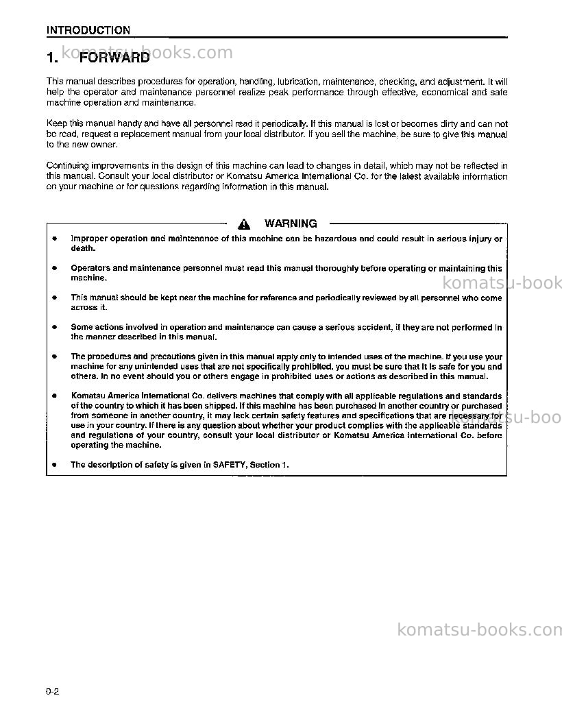 Komatsu pc300hd-6usa-le Operation manual cover Page 5 Komatsu pc300hd-6usa-le Operation manual cover Page 5