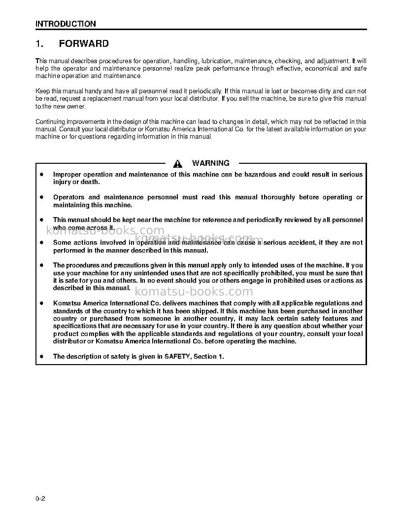 Komatsu pc270lc-6usa-le Operation manual cover Page 5