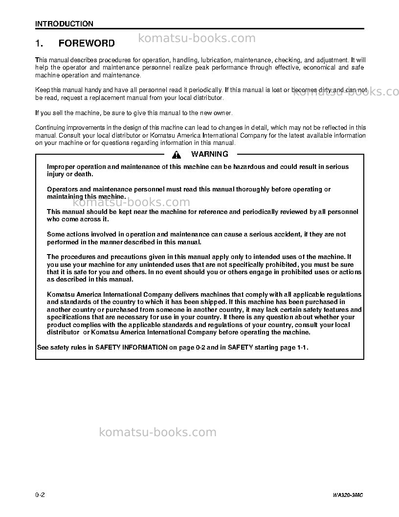 Komatsu wa320-3jpn-mc Operation manual cover Page 5